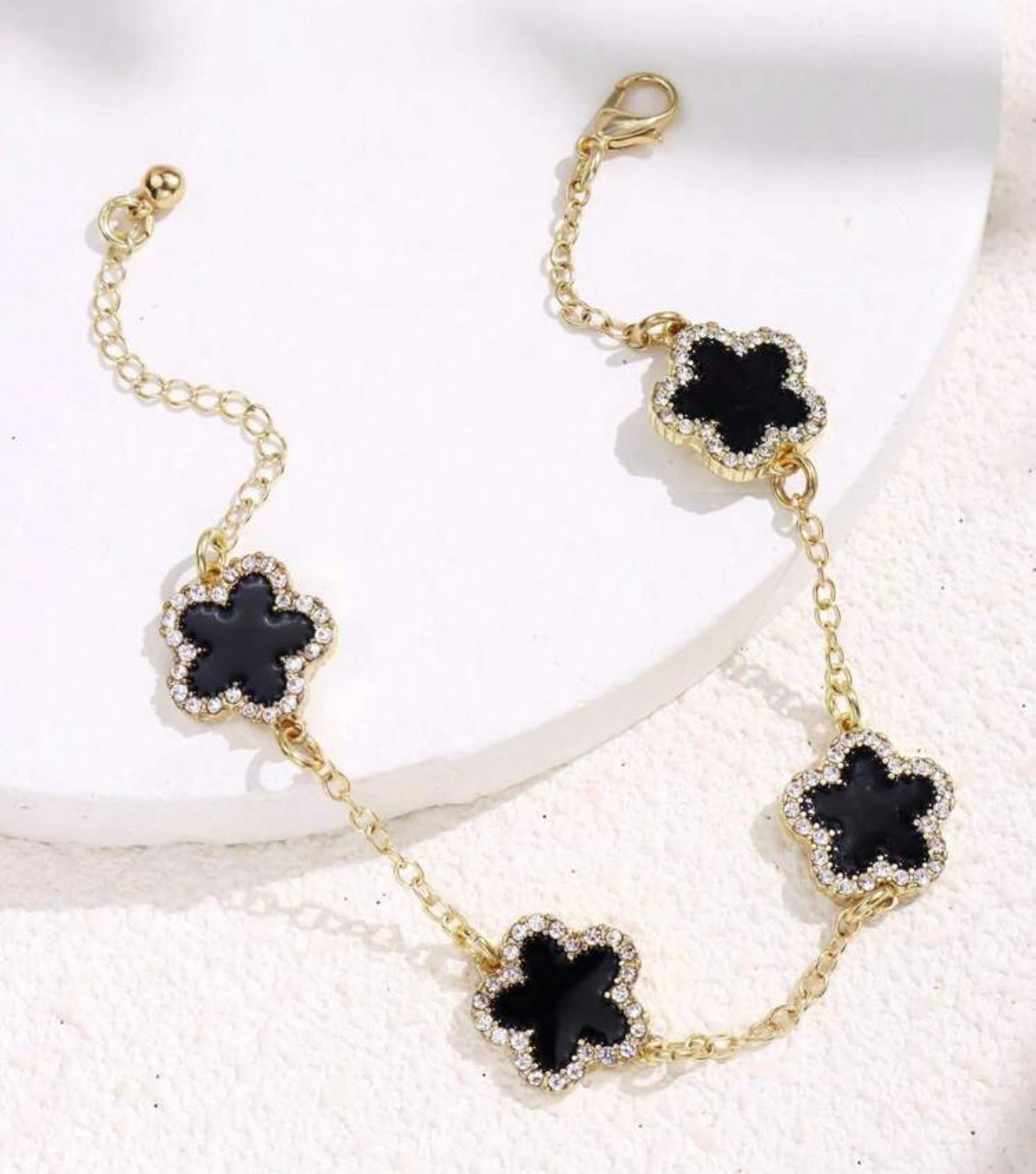 Black Flower Anklet