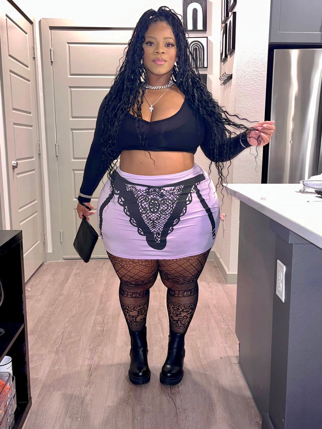 Purple Print Skirt