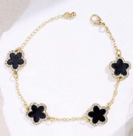 Black Flower Anklet