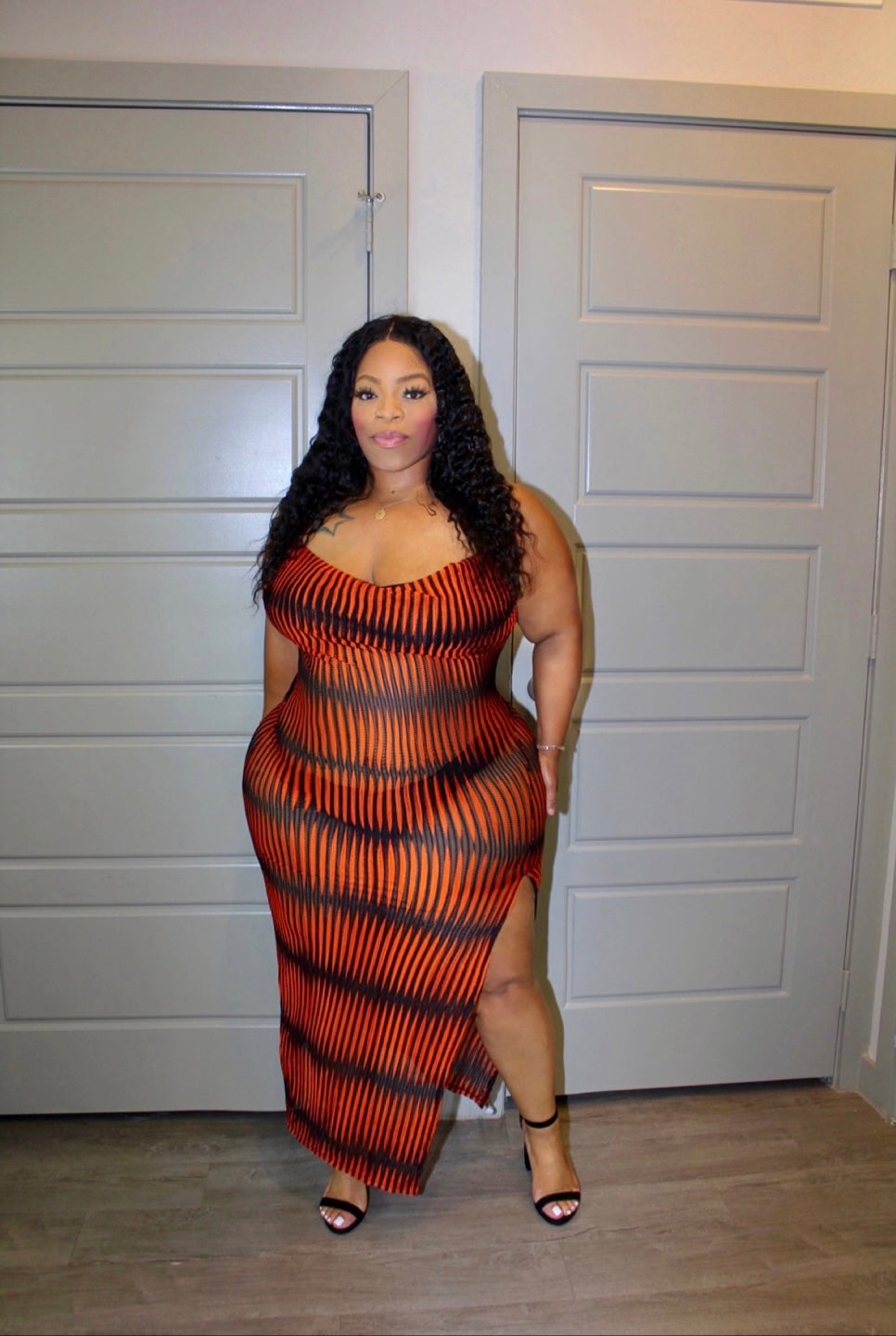 Orange Tiger Maxi Dress