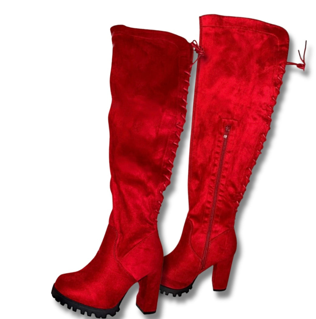 Crimson Thigh High Boots