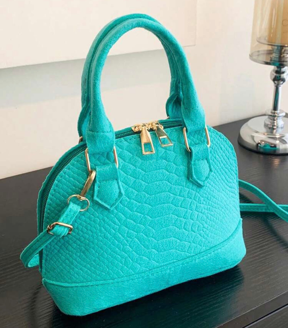 Mini Turquoise Shell Bag