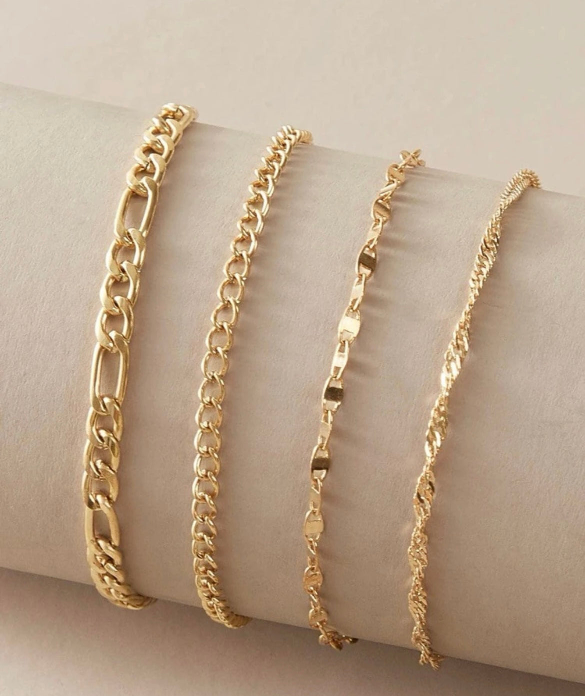 4-Piece Gold Anklet Set