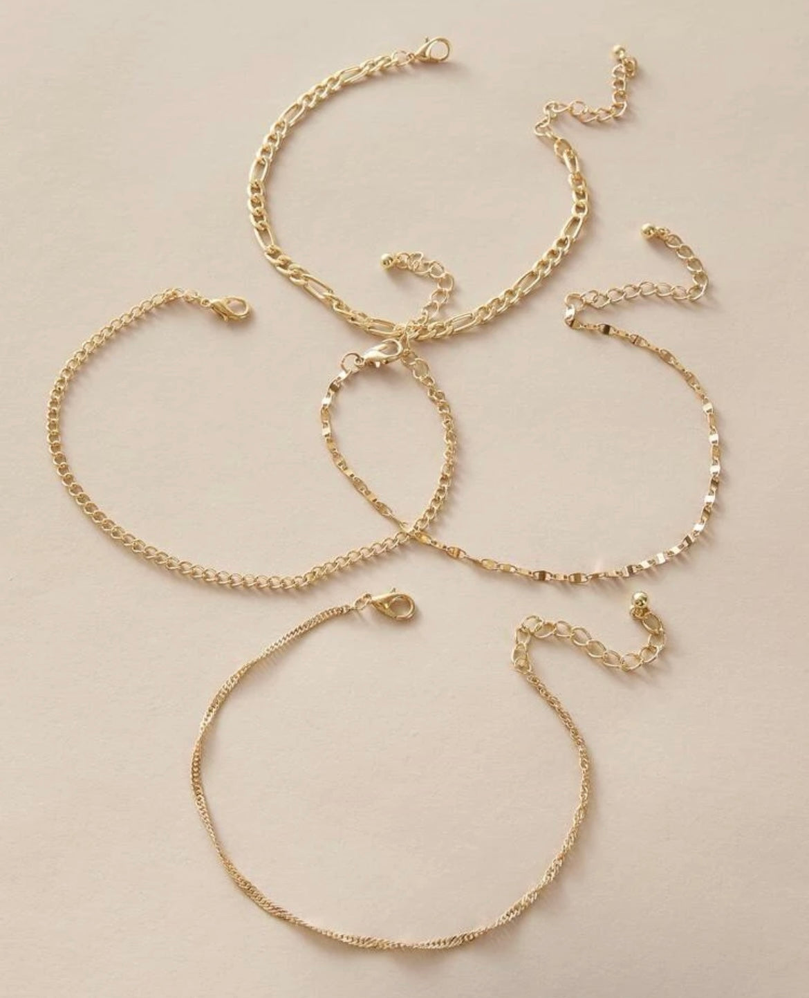 4-Piece Gold Anklet Set