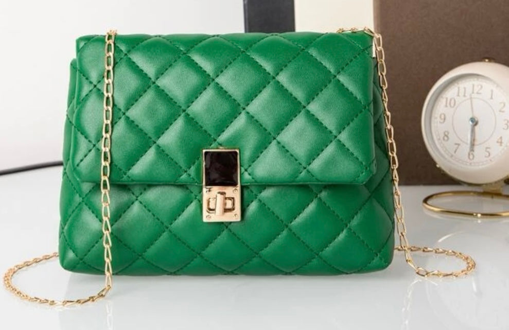 Green Quilted Mini Purse