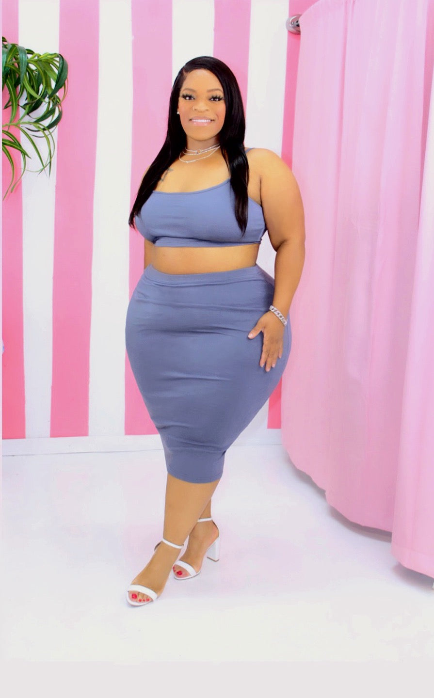 Off-Purple Basic Skirt Set