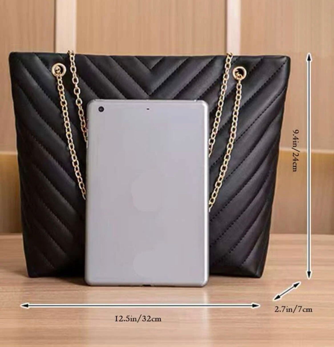 Black Chain Tote Bag