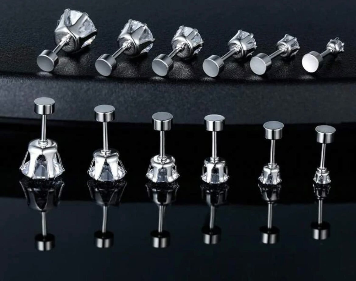 Rhinestone Stud Earrings-6 Pairs