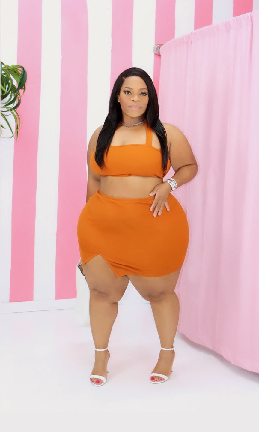 Orange Skirt Set
