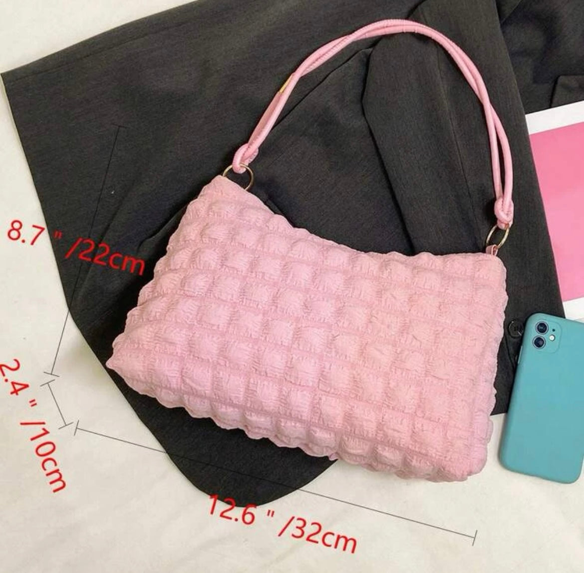 Ruched Puff Pink Bag