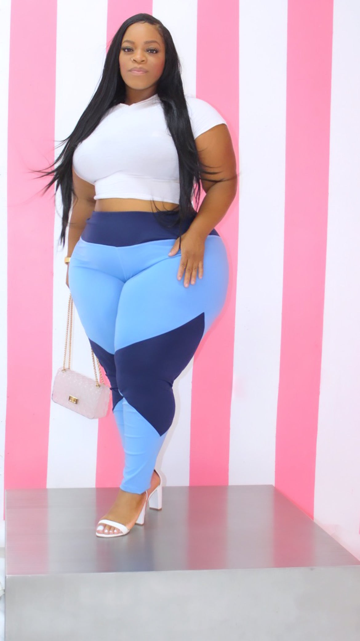 Blue Colorblock leggings