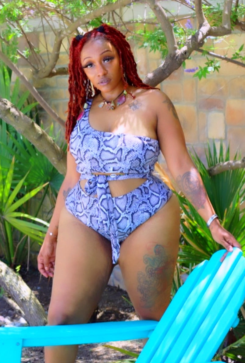 Snakeskin One-Piece Swim