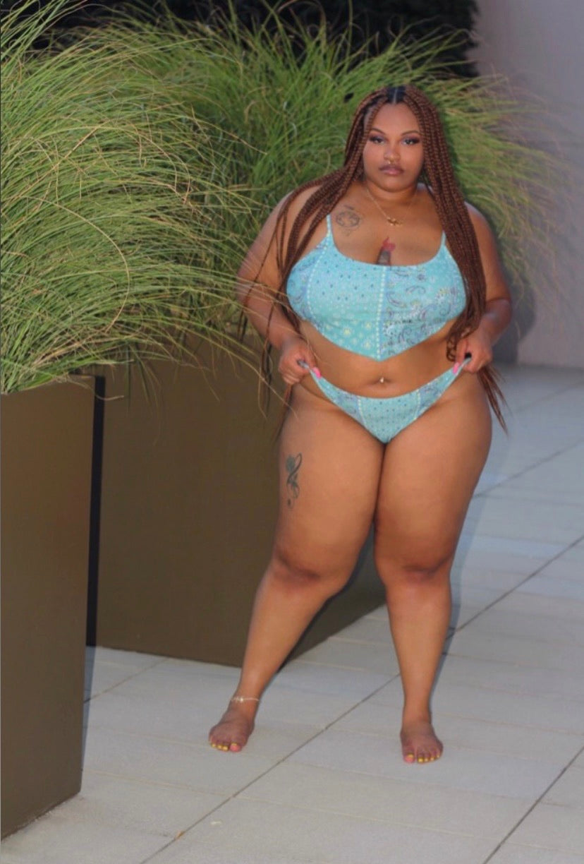 Paisley Print Thong Bikini