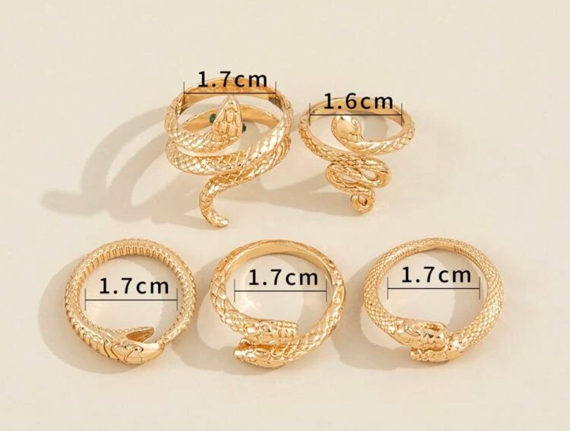 5-Piece Snake Ring Set