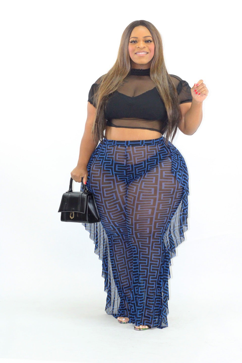 Blue Maze Mesh Pants