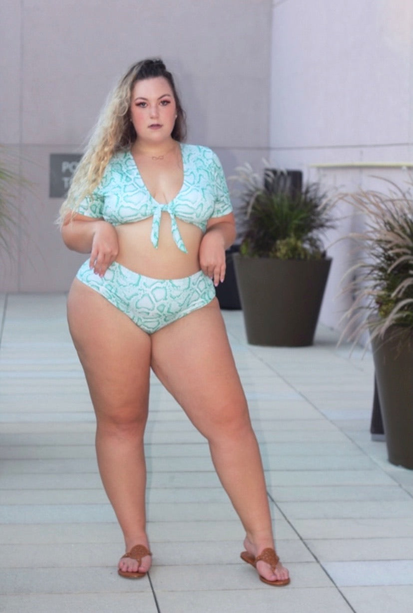 Blue Snakeskin Shirt Bikini