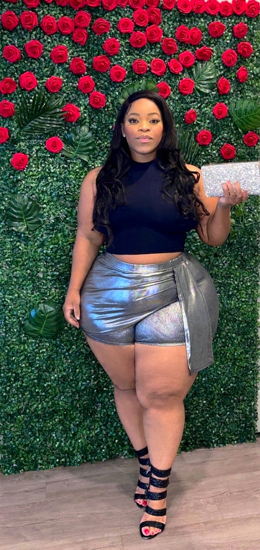 Silver Wrap Skort