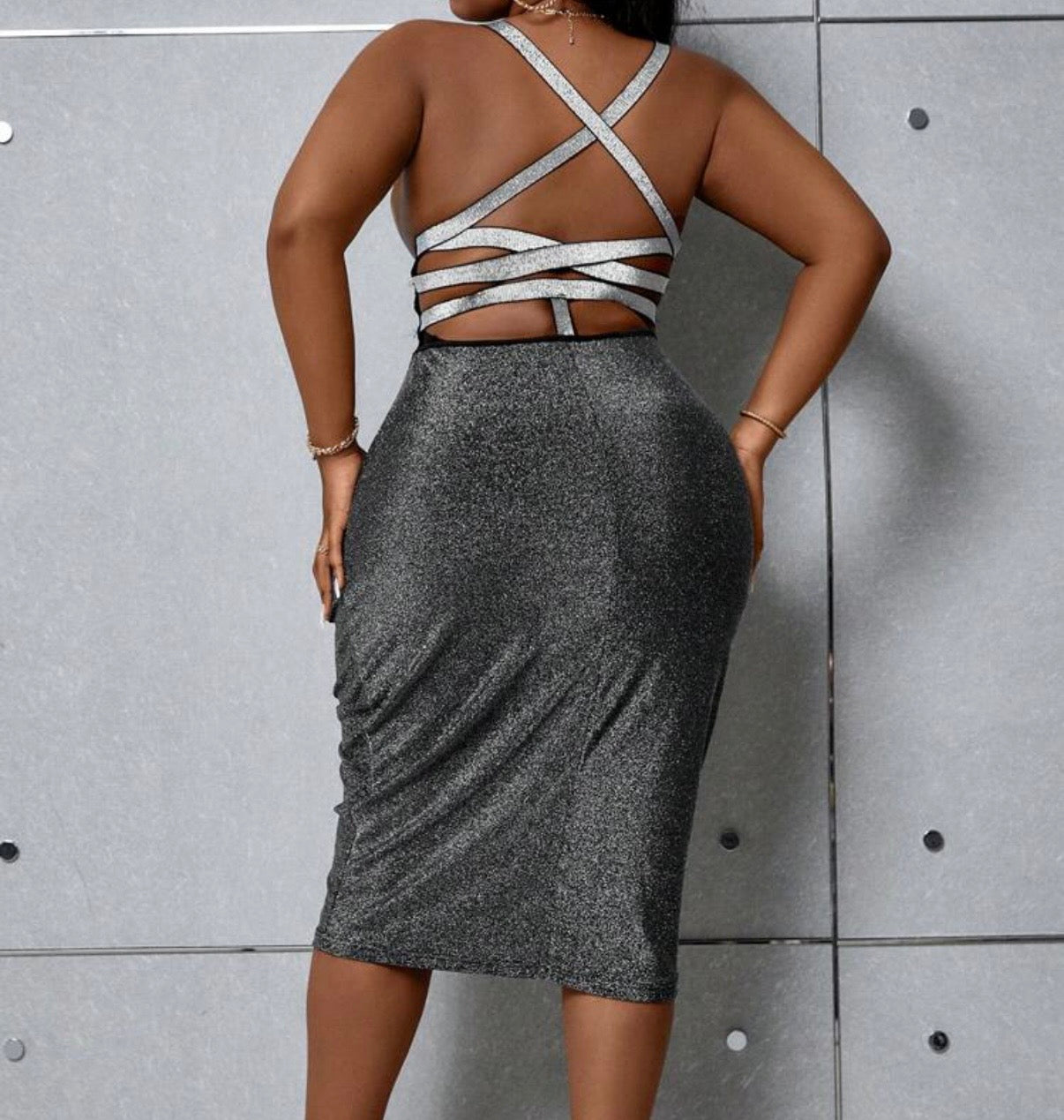 Criss Cross Back Glitter Dress