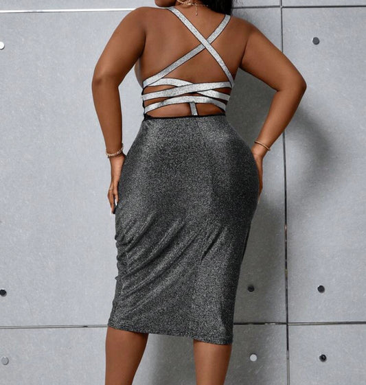 Criss Cross Back Glitter Dress