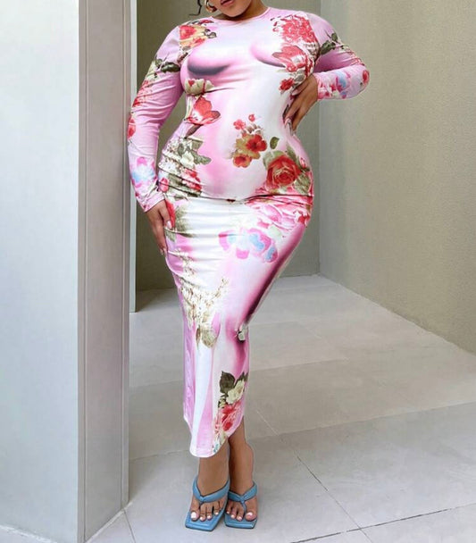 Floral Pink Maxi Dress