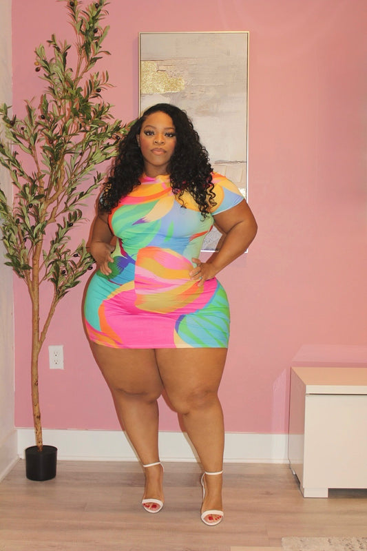 Color Swirl Mini Dress