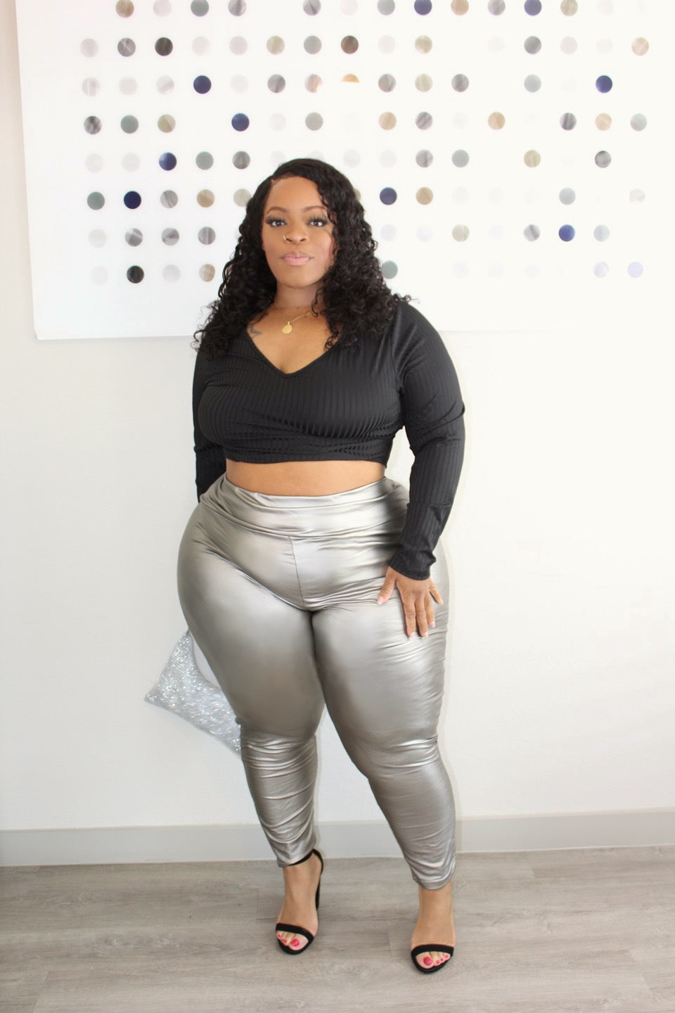 Plus size shiny hot sale spandex leggings