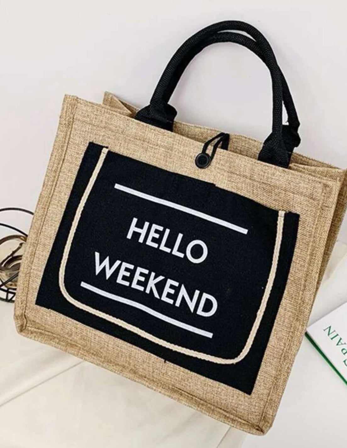 Hello Weekend Khaki Bag