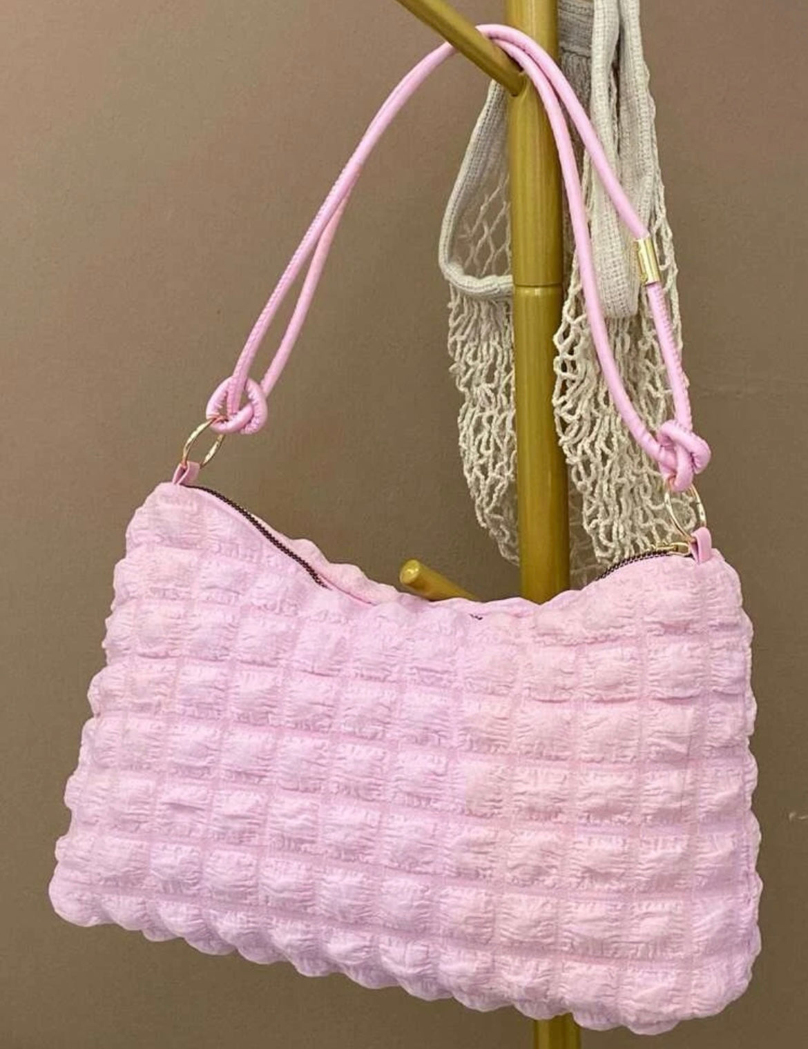 Ruched Puff Pink Bag