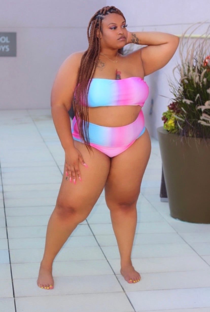 Pink Ombre Bandeau SwimSet