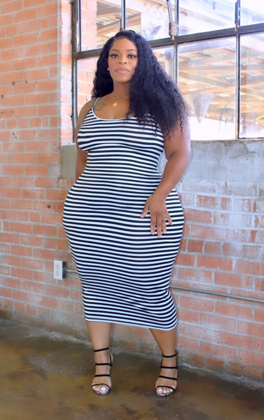 Basic Striped Dress(BW)